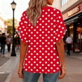 thumbnail image 3 of zbxnLI Womens Fashion Cute Shirt Top V Neck Summer Puff Short Sleeve Outfits Comfort Casual Loose Tops for Women, 3 of 7