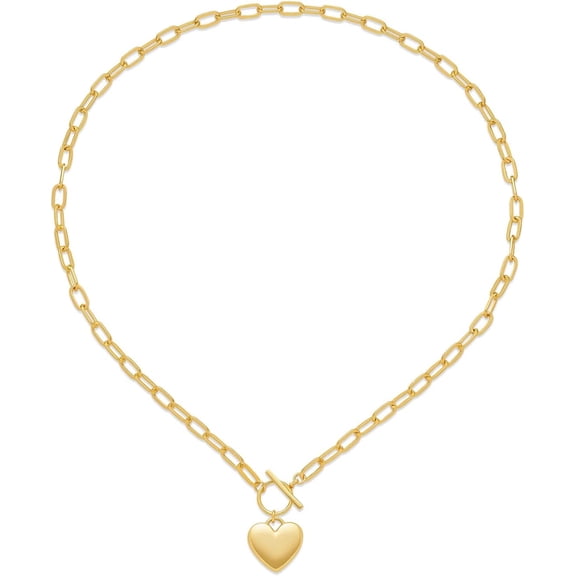 Heart Necklaces for Women, 14K Gold Plated Heart Pendant Necklaces for Women Trendy Heart Locket Chunky Gold Necklace Dainty Gold Chain Necklace Jewelry Christmas Birthday Gifts for Women