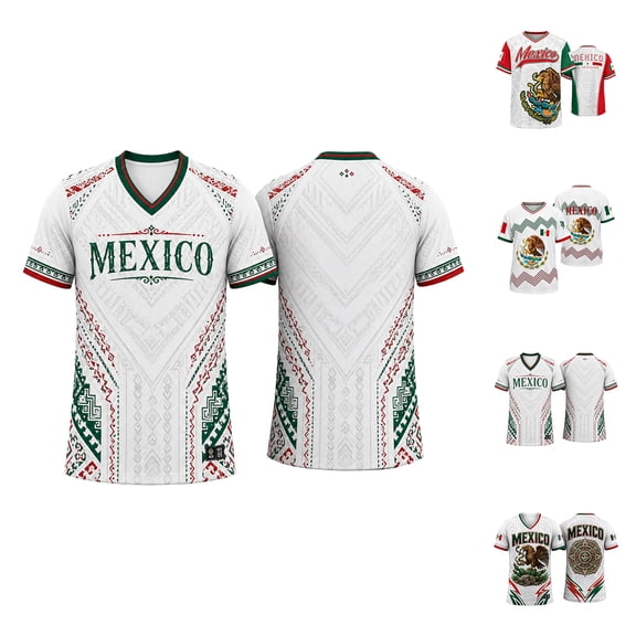 2026 New Mexico Soccer Jersey Men, Mexican Jersey Soccer T-Shirt, Jersey De Mexico Crew Neck Short Sleeve Football Shirt, Athletic Training Uniform for Adult