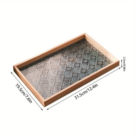 GYTY Vintage Wooden Glass Rectangular Tray, Snacks, Coffee, Tea Tray, Multifunctional Jewelry Storage Box, Household Tray, Jewelry Trays