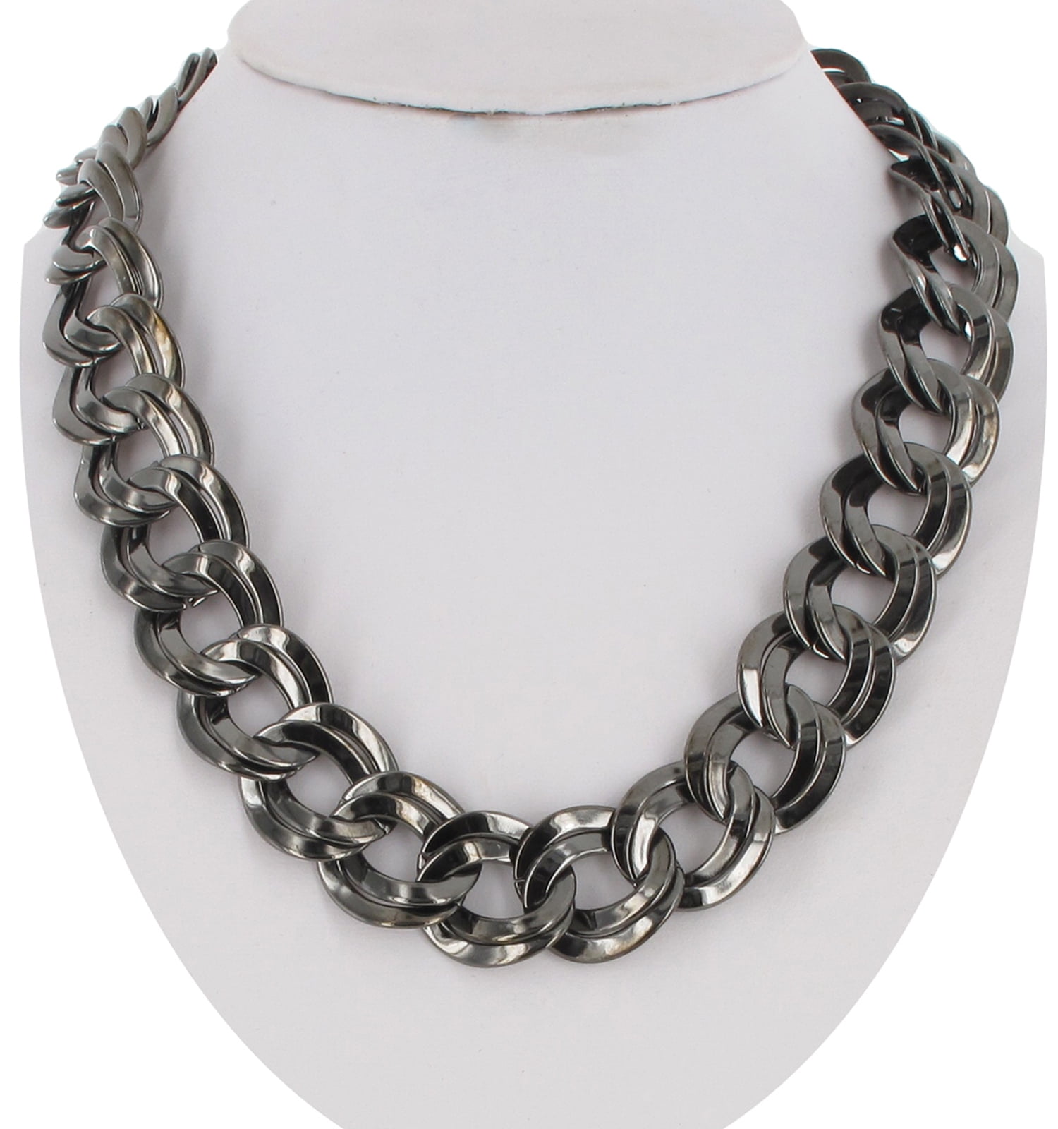 Double Circle Thick Chain Link Necklace 