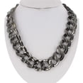 thumbnail image 3 of Ky & Co Gunmetal Gray Tone Wide Chunky Double Curb Chain Link Necklace 18" Ladies Adult Female Women, 3 of 5