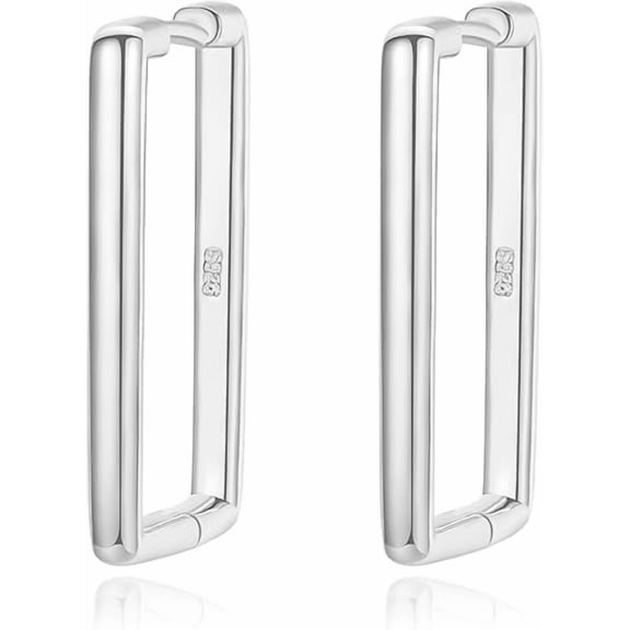 DOLIOX Minimalist Square Hoop Earrings 925 Sterling Silver Oval Huggie Hoop Earrings Geometric Rectangle Huggie Earrings for Women