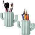 thumbnail image 1 of 2 Pieces Cactus Pen Holder Cactus Pen Pencil Container Desktop Supplies Pen Cups Cosmetic Makeup Brush Holder For Student Multifunction Storage Box Office (Green), 1 of 7