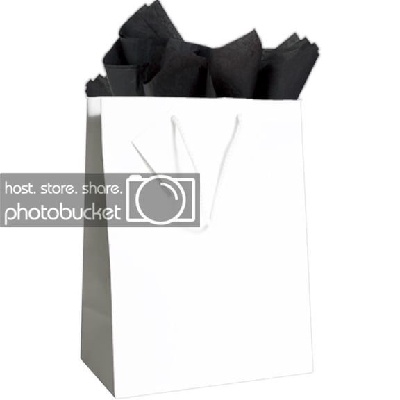 JAM Gift Bag Assortment, 2 White Bags & Black Tissue Paper, 3/Pack
