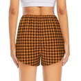 thumbnail image 2 of Lsque Black And Orange Houndstooth Printed Women's Running Shorts with Liner Pockets,Elastic Quick Dry Workout Athletic Gym Yoga Shorts,Womens High Waist Shorts-XX-Large, 2 of 9