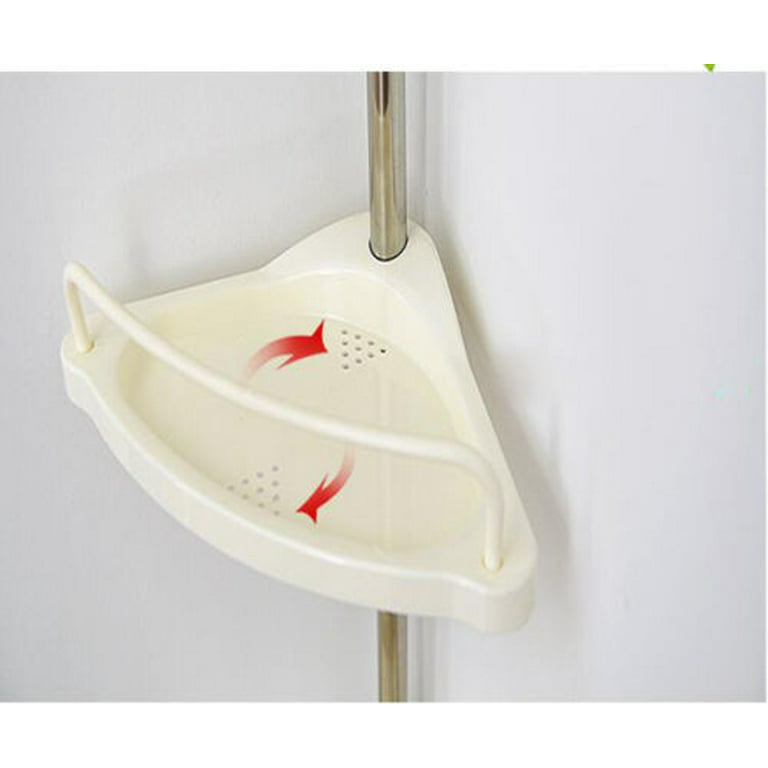Estink Bathroom Corner Shelf, Adjustable 4-Tier White Plastic Tension Corner  Pole Caddy Rack Basket for Shampoo, Soap, Conditioner, Razors 