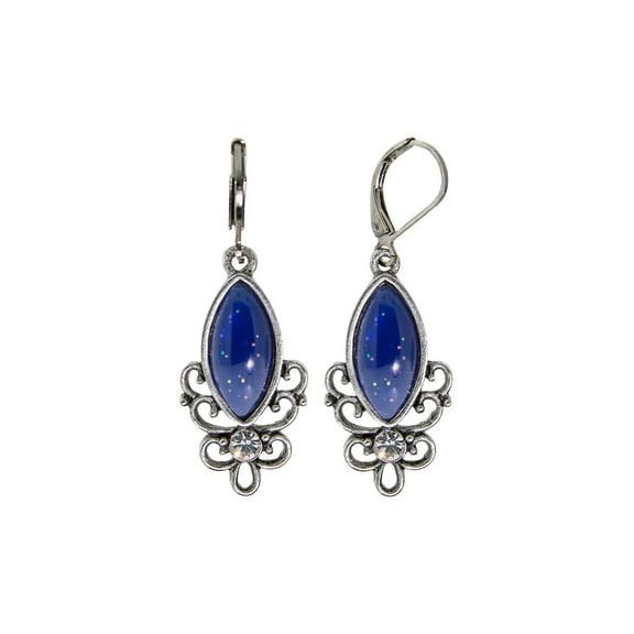 1928 Jewelry Renaissance Glam Lapis Blue Crystal Filigree Drop Earrings