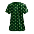 thumbnail image 5 of felwors St. Patrick's Day Scrub Tops Women Cute V Neck Short Sleeve Green Shamrocks Printed Nurse Holiday Working Uniforms (Army Gree, XXL), 5 of 6