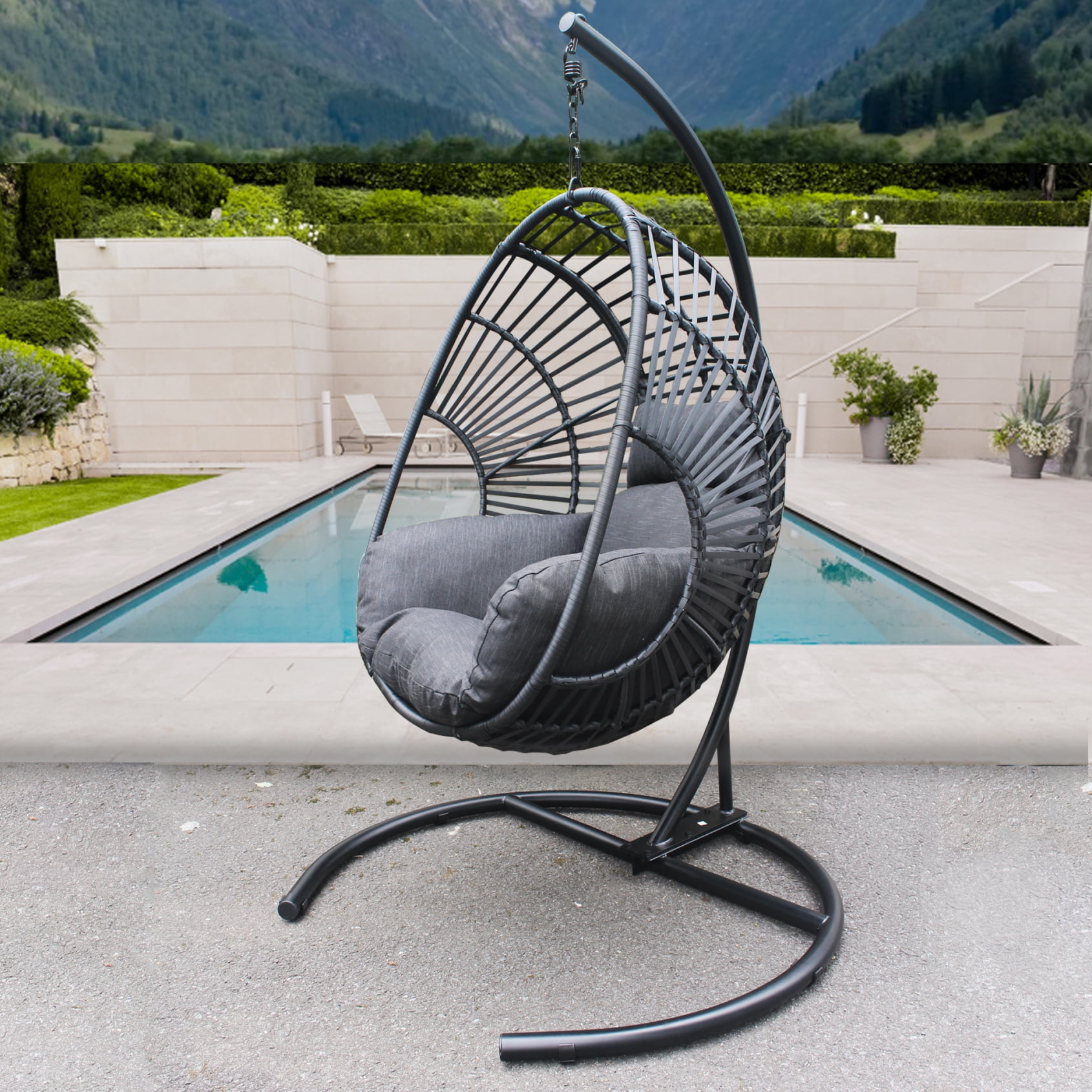 black egg swing chair