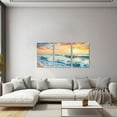 thumbnail image 3 of ZHONGYUTONG Sunset Beach Wall Art 3 Pieces Ocean Waves Pictures Seascape Paintings Prints Home Decor for Bathroom Living Room Framed (20.00" x 28.00" x 3PCS), 3 of 6