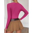 thumbnail image 2 of Women's Fitted Ribbed Crewneck Long Sleeve Crop Tops Tee Shirts, 2 of 4