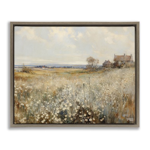 Stupell Industries Traditional Neutral Farmland Meadow Brown Floating Frame Canvas Art, 31 x 25, by RB