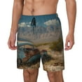 thumbnail image 1 of Balery Deserted Classic Car Landscape Bañador para hombre, shorts de playa de secado rápido con entrepierna y forro de compresión-X-Large, 1 of 6
