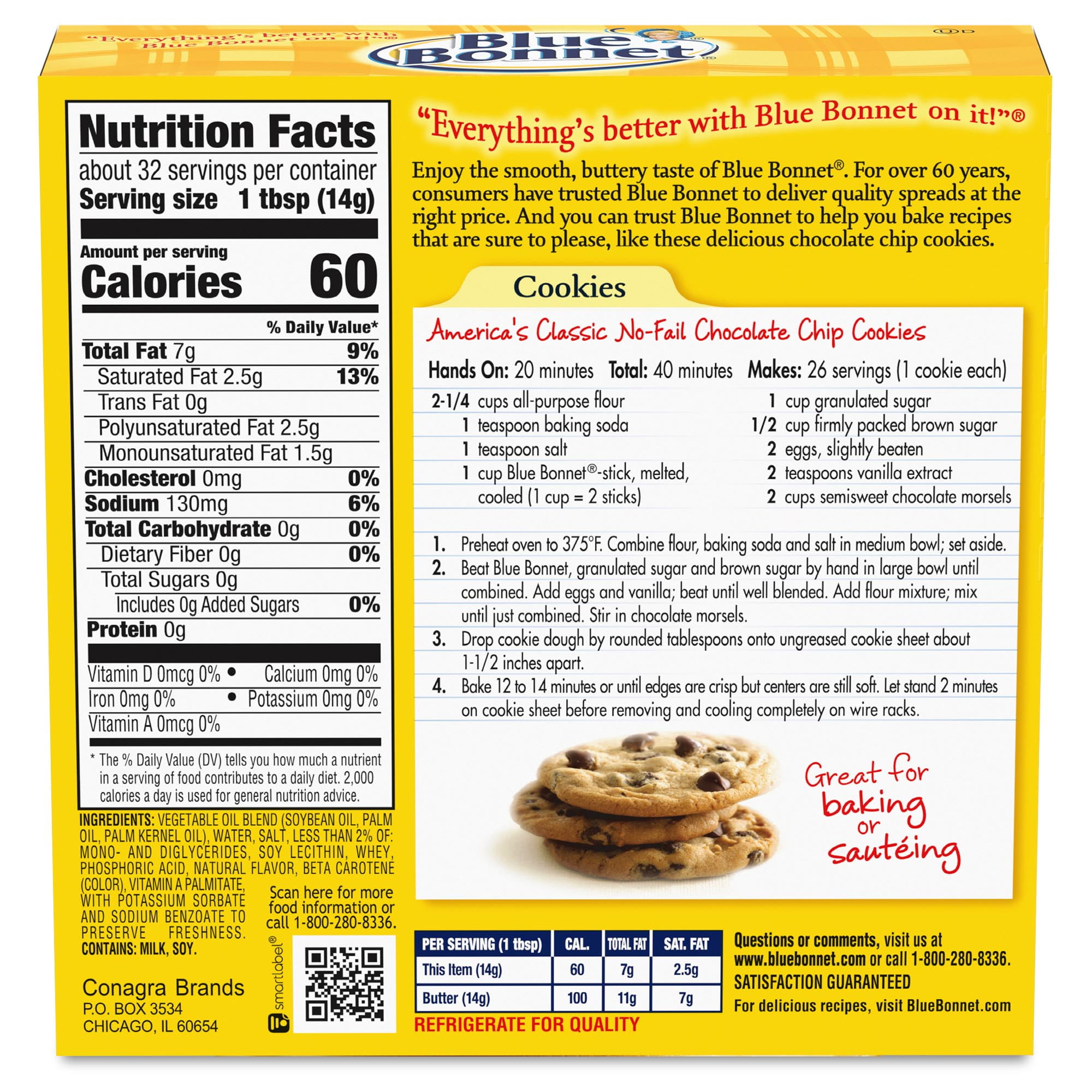 Blue Bonnet Original Vegetable Oil Spread Sticks, 16 oz (4 Sticks)