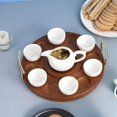 thumbnail image 4 of Abbracc Round Tabletop Wood Rack Tea Cup Holder Serving Tray Diameter 26cm for Home and, 4 of 9