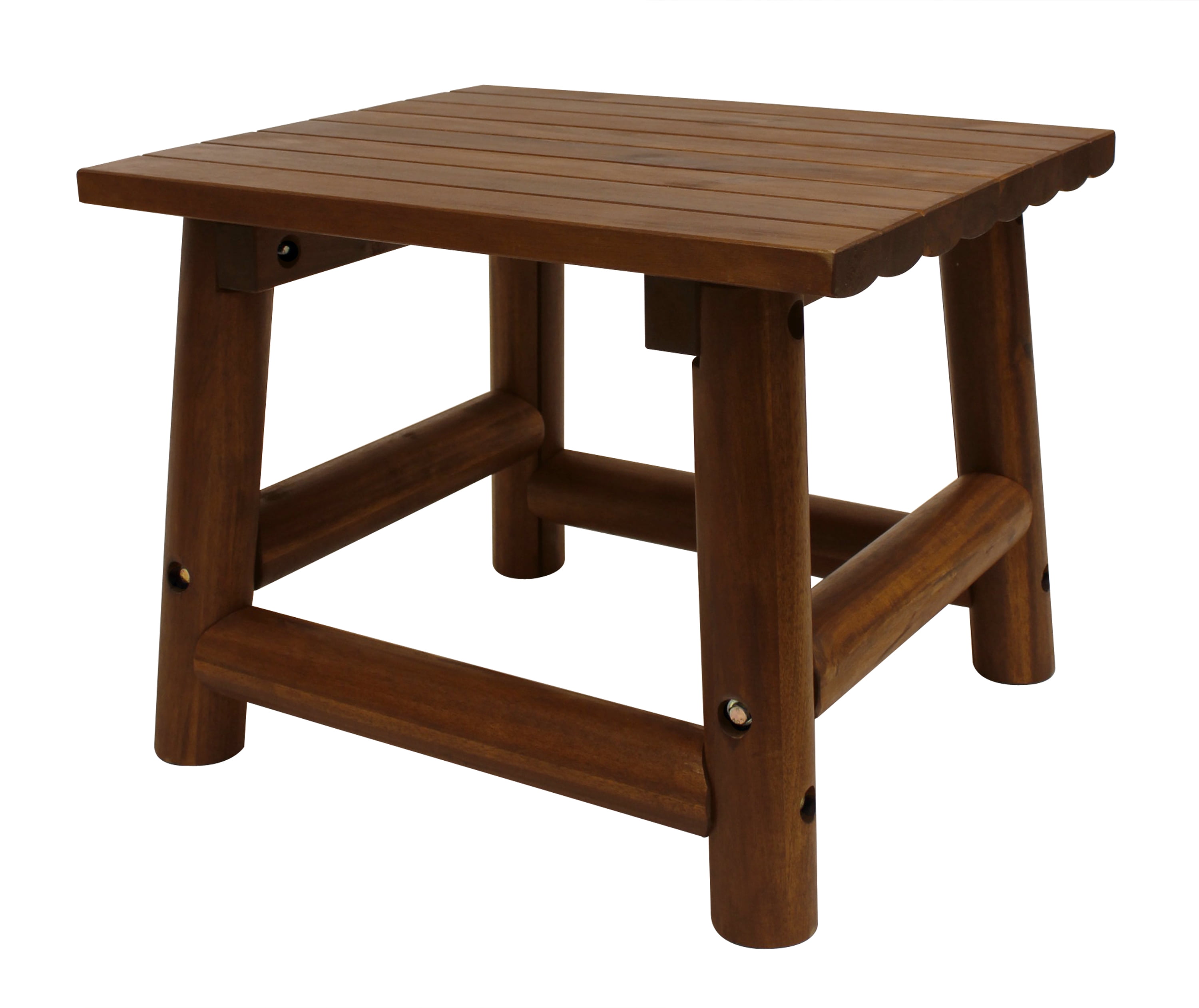 Leigh Country TX 36010 Amber-Log Adult Outdoor Rectangular Patio End Table - Brown