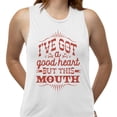 thumbnail image 2 of I've Got a Good Heart but This Mouth Women's Muscle Tank X-Large White, 2 of 5