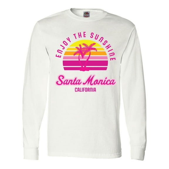 Inktastic Summer Enjoy the Sunshine Santa Monica California in Pink Long Sleeve T-Shirt