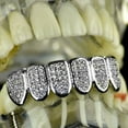 thumbnail image 2 of Premium Grillz Iced Silver Tone Bottom Teeth Bling Micro Pave CZ Pre-Made Hip Hop Grills, 2 of 10