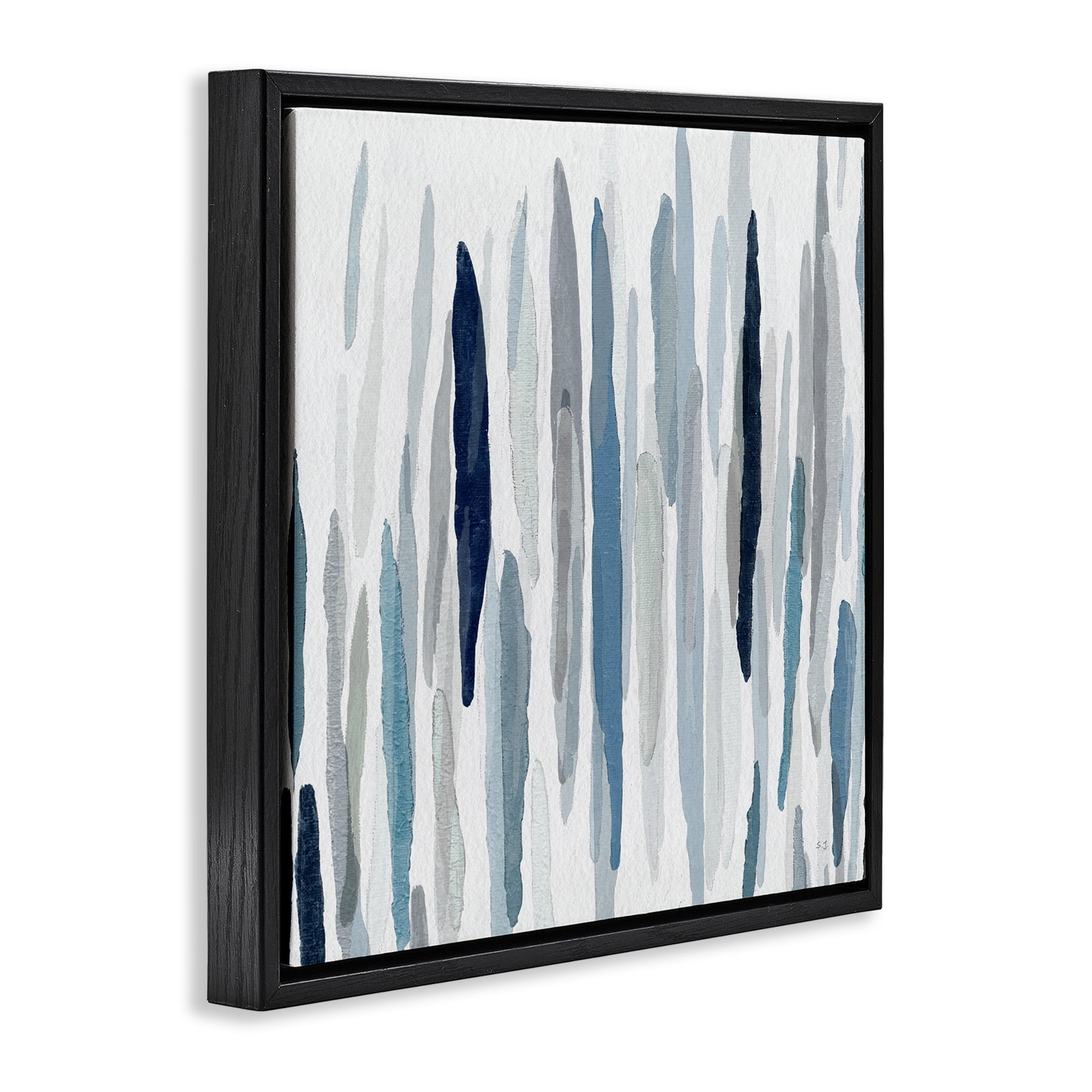 Stupell Industries Abstract Rain Pattern Strokes Abstract Painting Black Floater Framed Canvas Art Print Wall Art, 25 x 25