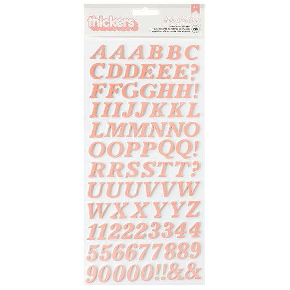 American Crafts Hello Little Girl Thickers Stickers 216/Pkg-Alpha