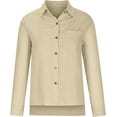 thumbnail image 3 of NANAHuang Womens Button Down Cotton Linen Shirts V Neck Roll Up Long Sleeve Blouses Loose Collared Shirt Casual Work Tops, 3 of 7