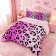 thumbnail image 2 of meiyoeat Pink Cheetah Print Full Size Comforter Sets,Girly Animal Leopard Pattern Bedding Comforter Set For Girl,Reversible,3pcs,1 Comforter and 2 Pillowcases, 2 of 7