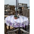 thumbnail image 2 of Outdoor Tablecloth with Umbrella Hole for Patio/Picnic/Party/Camping, Purple Flowers Waterproof Table Cloth Round Cover Washable, Weeping Spring Floral Checkered Pastoral (Dia 60"), 2 of 8