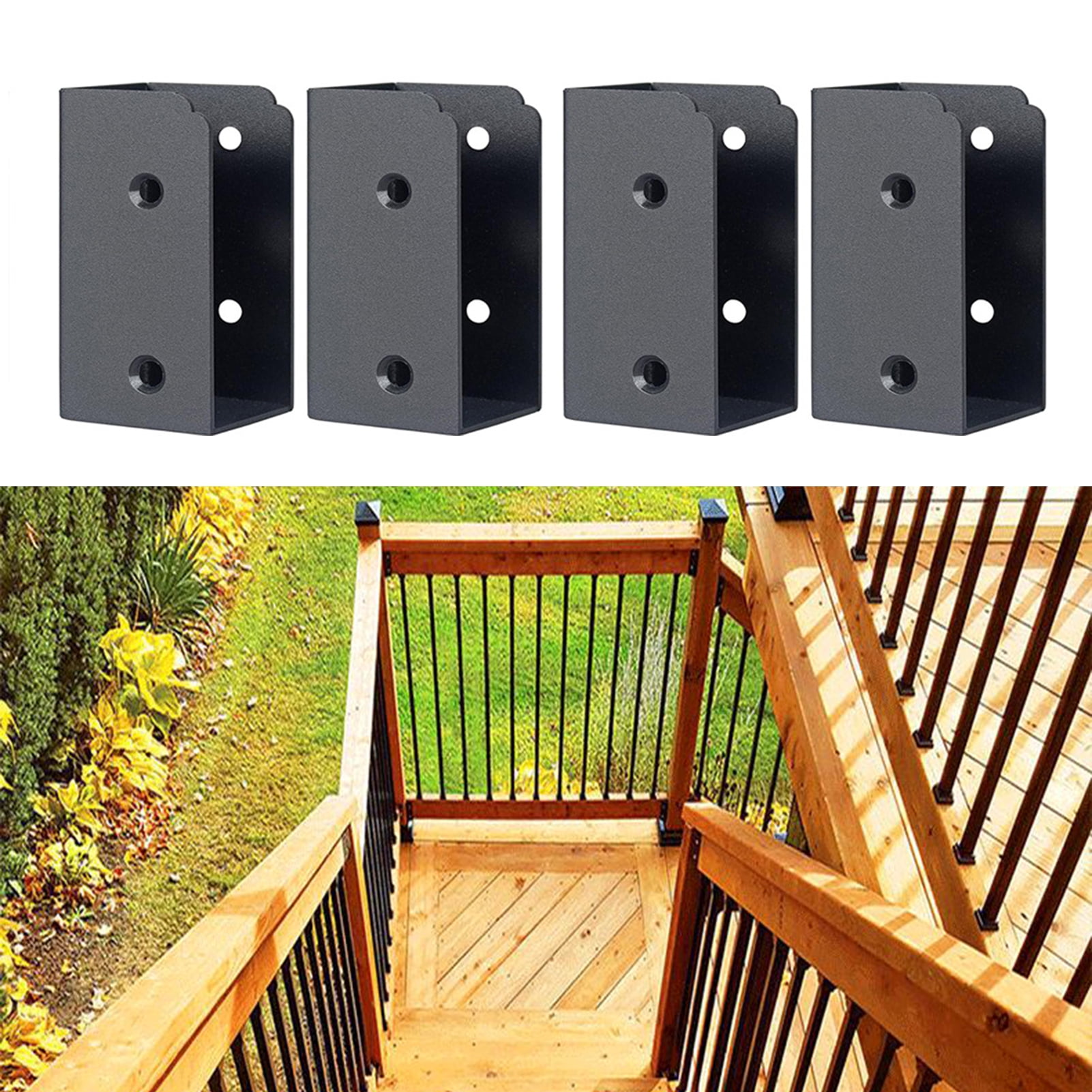 Farfi 8-Pack Concealed Deck Railing Brackets, Metal 1.57" Wood Rail Connectors, Rustproof U-Shaped Brackets for 2x4/4x4 Posts