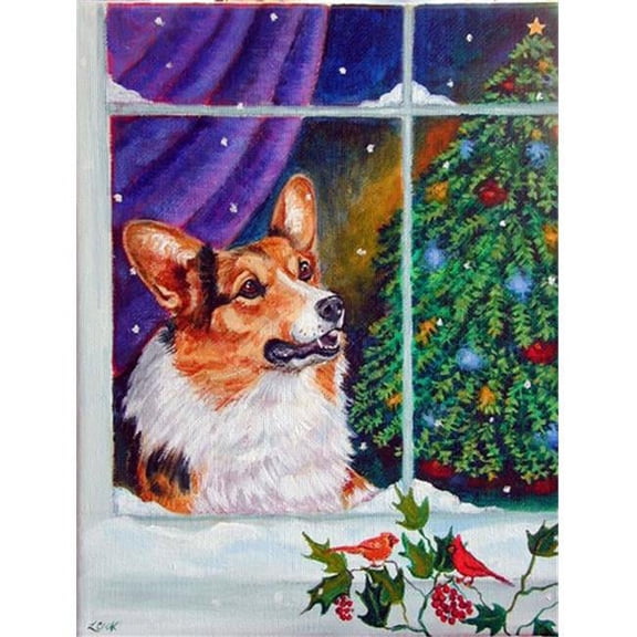 Corgi Christmas Window Flag Canvas House Size