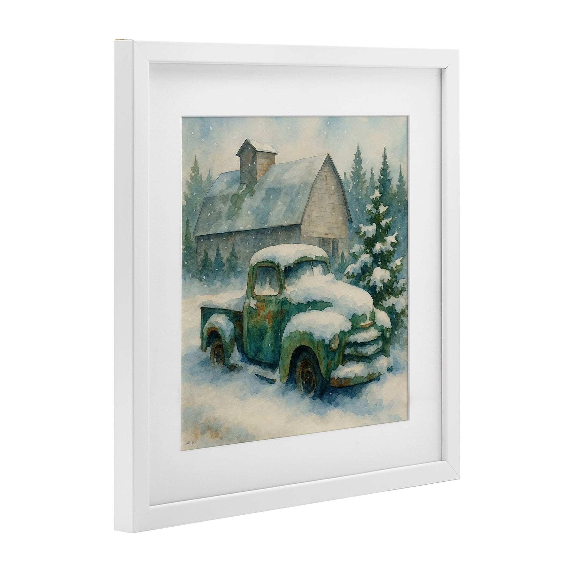 Stupell Industries Nostalgic Winter Farm Truck White Framed Print Under Glass, design by Antony Smith