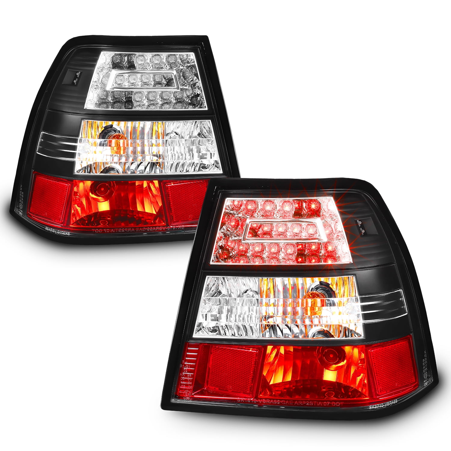 Fits 9905 Volkswagen Jetta Mk4 Tdi Gli Black LED Tail Brake Lights