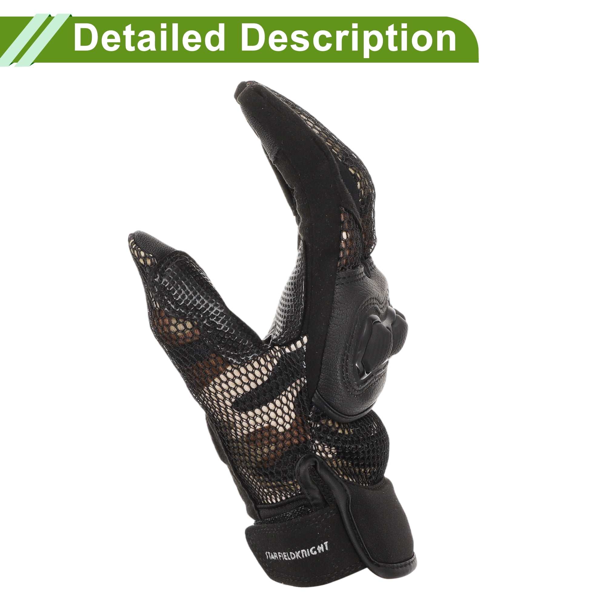 Unique Bargains XXL Motorcycle Gloves Breathable Full Finger Gloves Leather Outdoor Gloves Black Brown 1 Pair