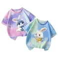 thumbnail image 2 of Delliss 2PC summer new item for boys and girls children's short sleeved rabbit printed tie dye T-shirt 1-12 Years casual Top, 2 of 3