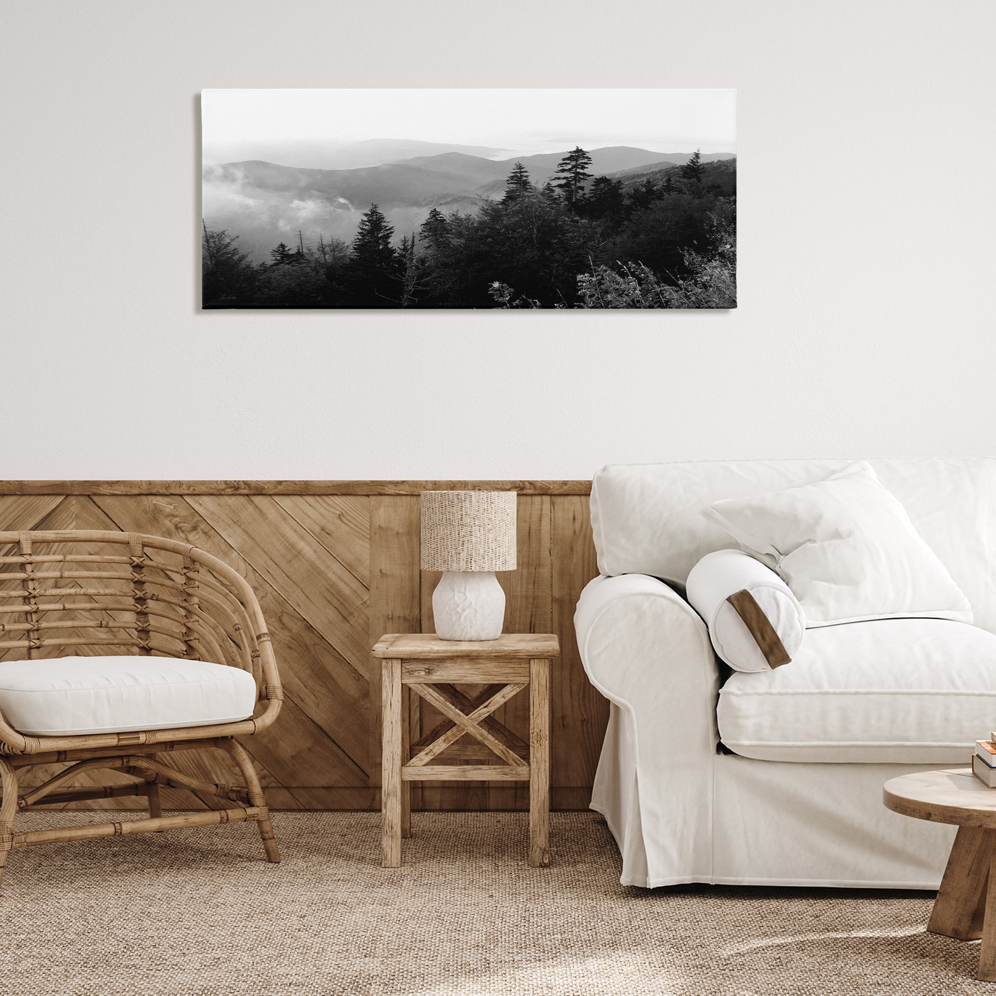 Stupell Industries Mountainous Trees Horizon Landscape & Nature Photography Wrapped Canvas Art Print Wall Art, 48 x 20