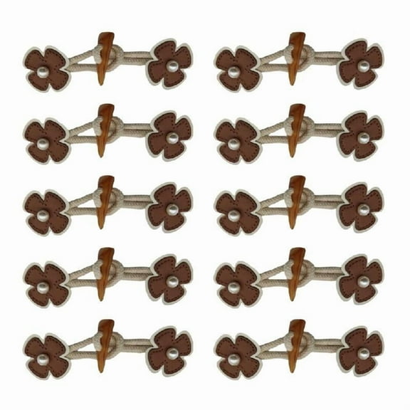 10 Pcs Sew-on Toggles Closures Flowers Horn Coat Buttons for Knitwear