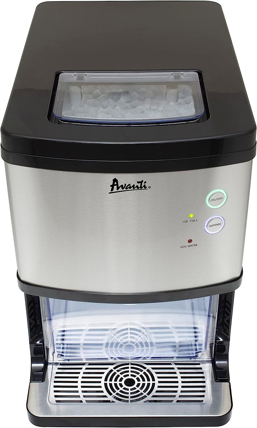 Avanti Countertop Nugget Ice Maker and Dispenser, 33 lbs. , Black  w/Charcoal Trim NIMD3314BS-IS