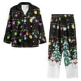 thumbnail image 3 of Renewold Durable Button Pajama for Women Warm Xmas Trees Colorful Lights Athletic Christmas Clothing Sleepwear Comfortable Pj Pants Bottoms Matching Set of 2,Size XL, 3 of 6