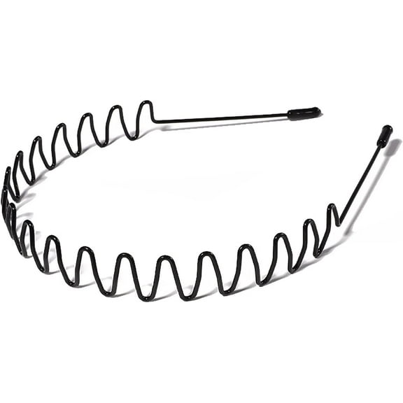Headband Black Metal Wavy Headband Men Women Hair Band Head Hoops Bands Sport Headbands Headwear Hairband Bangs Holder Hair Accessories (Color : 02)