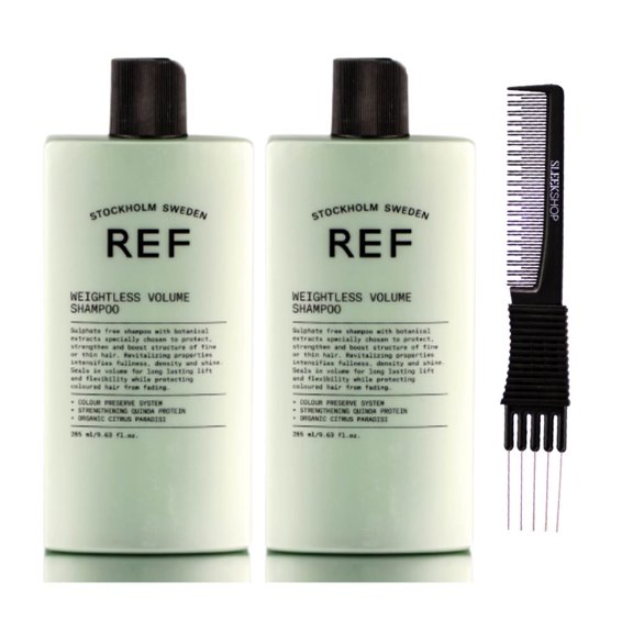 Reference of Sweden REF WEIGHTLESS VOLUME Shampoo (9.63 oz) with SLEEKSHOP Teasing Comb (PACK OF 2)