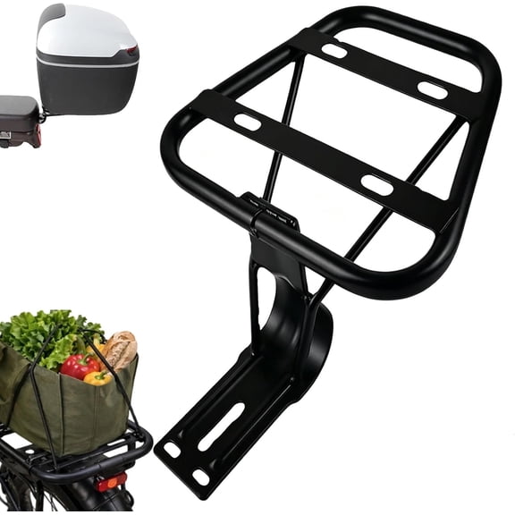 Electric Bike Rear Rack, Heavy Duty Steel Cargo Rack Mount With Adjustable Fit, Sturdy Luggage Carrier For E-Bike Panniers Bicycles (Black)