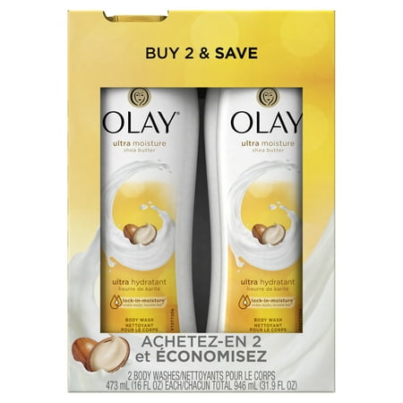 Olay Ultra Moisture Shea Butter Body Wash, 2x16 oz (Twin Pack)