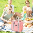 thumbnail image 2 of Bolsa Térmica Bolsa de almuerzo Oxford, bolsa enfriadora de alimentos con película de aluminio para oficinas escolares (rosa), 2 of 7