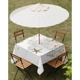 thumbnail image 3 of Orange Eucalyptus Coastal Outdoor Tablecloth with Umbrella Hole, Beach Starfish Conch Spillproof Waterproof Outdoor Table Cover, Patio Tablecloths for Party/Garden/Picnic, Square 54"x54", 3 of 9