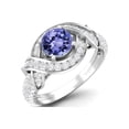 thumbnail image 2 of Mooneye Estate Ring 6mm Round Tanzanite 925 Sterling Silver Women Valentines Day Gifts Ring, 2 of 4
