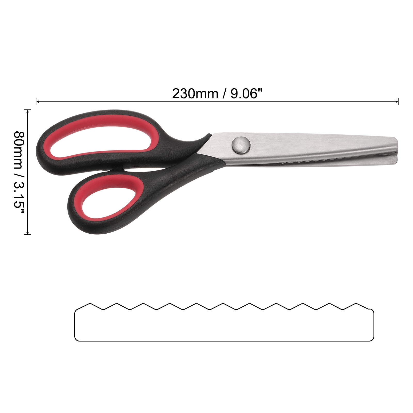 2 pcs Sewing Scissors Stainless Steel Serrated Craft Shears for Embroidery Handmade DIY Sewing Art Design Black Red