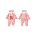 thumbnail image 2 of Miaouyo Baby Girl Christmas Romper Embroidery Crew Neck Bodysuits with Headband, 2 of 9