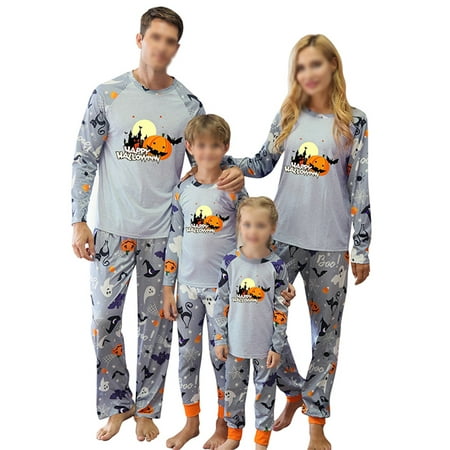 

Glonme Crew Neck Halloween PJ Sets Mommy Dad Child Soft Festival Nightwear Loungewear Matching Family Pajamas Set Style E Mom -S