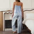 thumbnail image 4 of BLCHUNen Womens 2 Piece Outfits Striped Matching Sets Square Neck Camisole Tops Wide Leg Pants Summer Vacation Outfits, 4 of 6